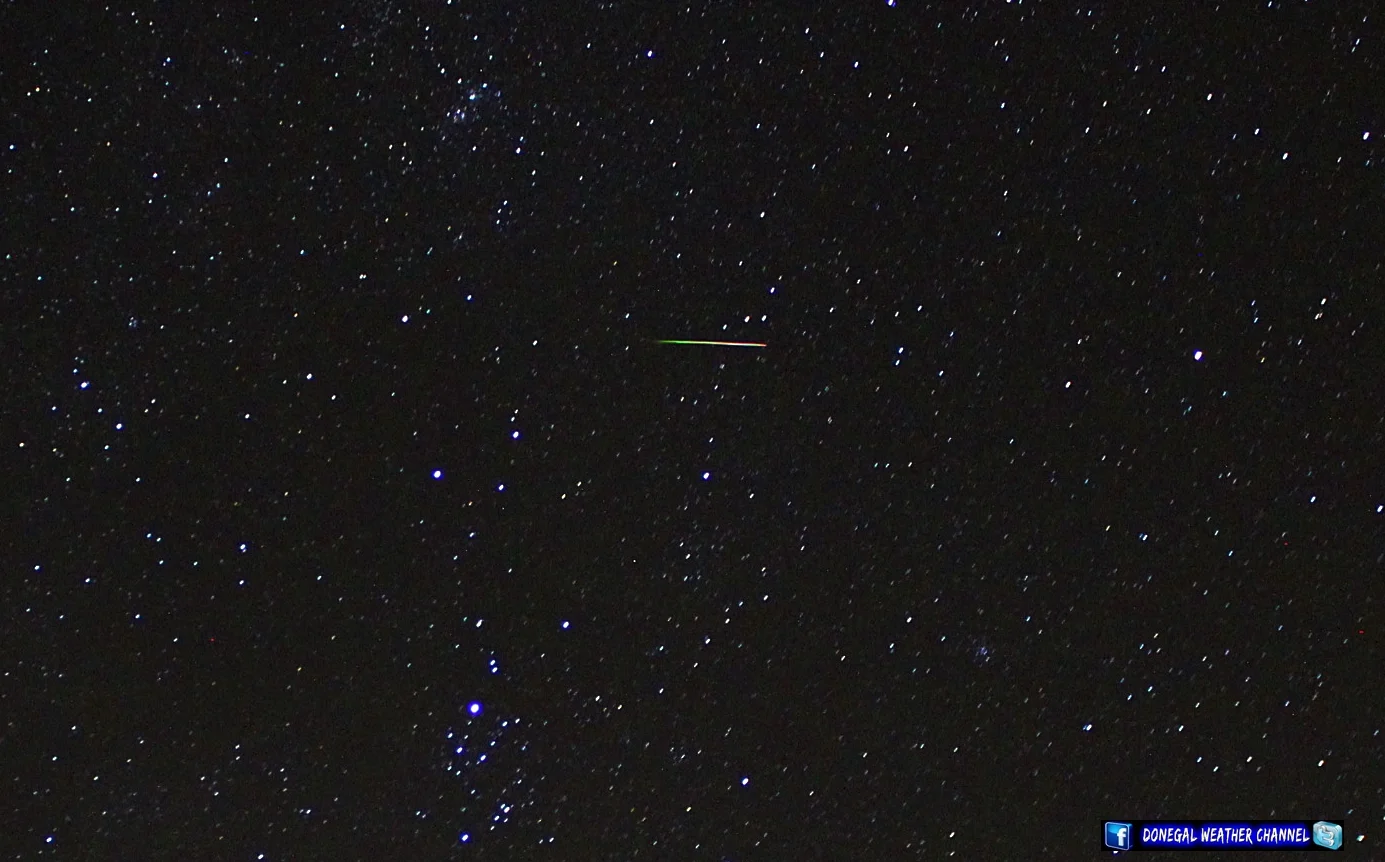 Perseid meteor Photo Donegal Weather Channel.&nbsp;Location Donegal Ireland