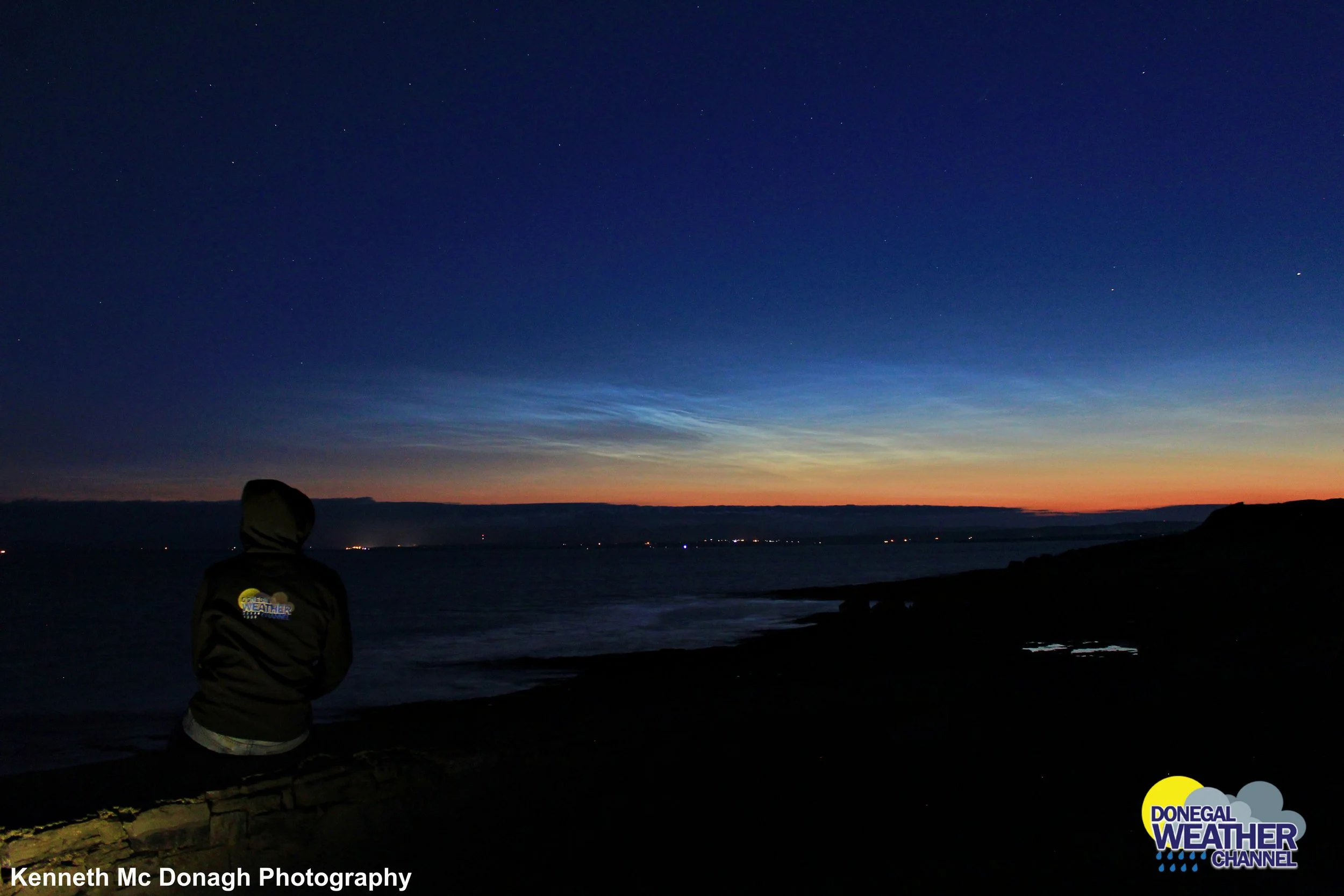 Noctilucent clouds display from Creevy, Donegal, Ireland.