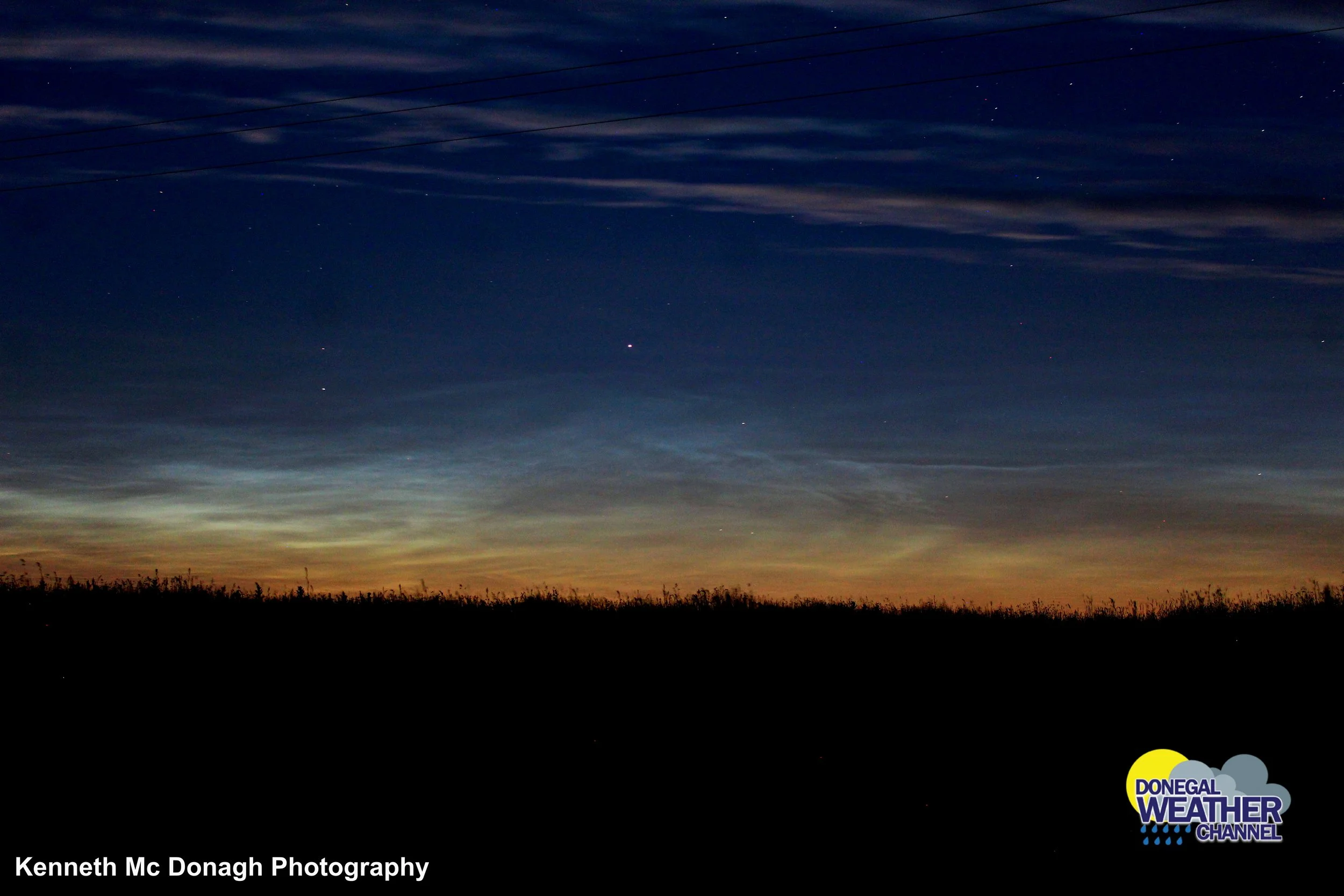 Noctilucent clouds display from Abbeylands, Ballyshannon, Donegal, Ireland.