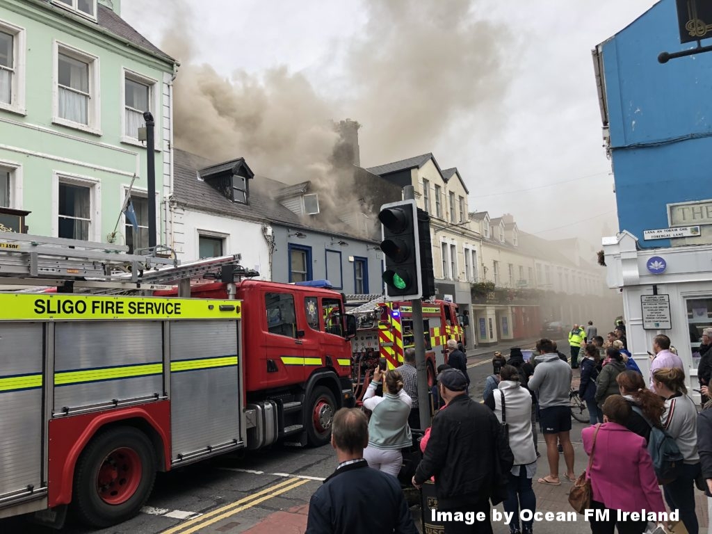 Fire on O Connell street in Sligo town just after lunchtime today - Image by Ocean FM Ireland