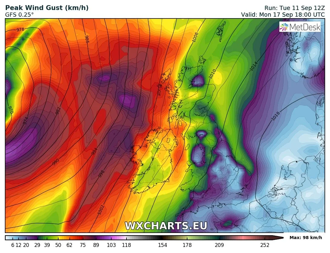 Current outlook for early next week is for windy weather but no storm. At this stage it would warrant a yellow weather warning but its to early to say yet as there will be further changes over the coming days with such a active Atlantic at the moment