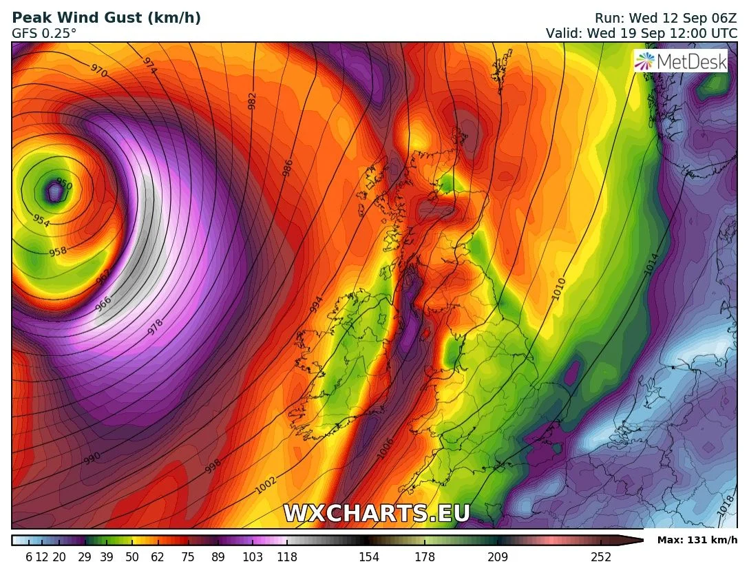 Another area of low pressure of the west coast if Ireland Tuesday night into Wednesday which could bring windy weather.
