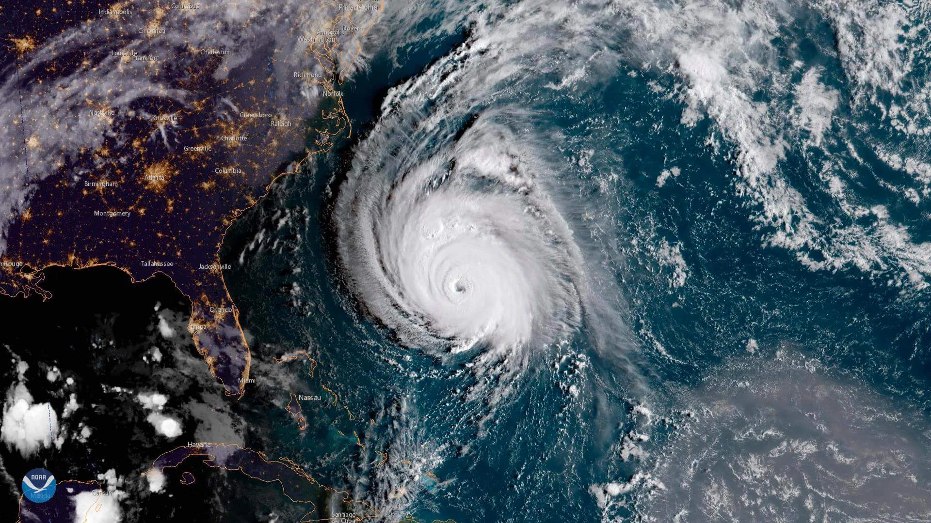 HURRICANE FLORENCE OF THE SOUTH EAST COAST OF THE UNITED STATES LAST NIGHT