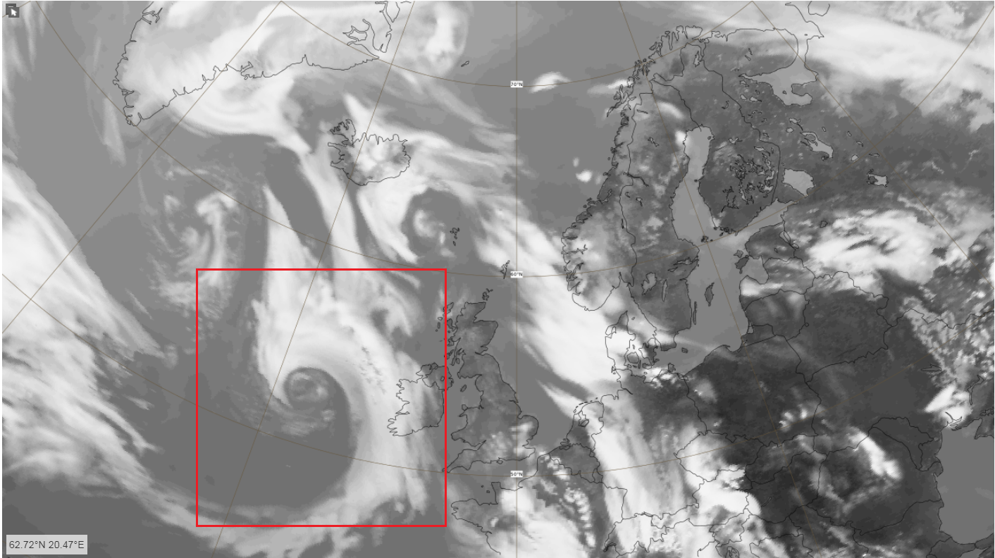Images Above include the forecast modelled Infra-red Satellite for 1pm on Friday (Top) and forecast modelled winds at 7pm courtesy of the European Centre for Medium Range Weather Forecasting, the ECMWF.