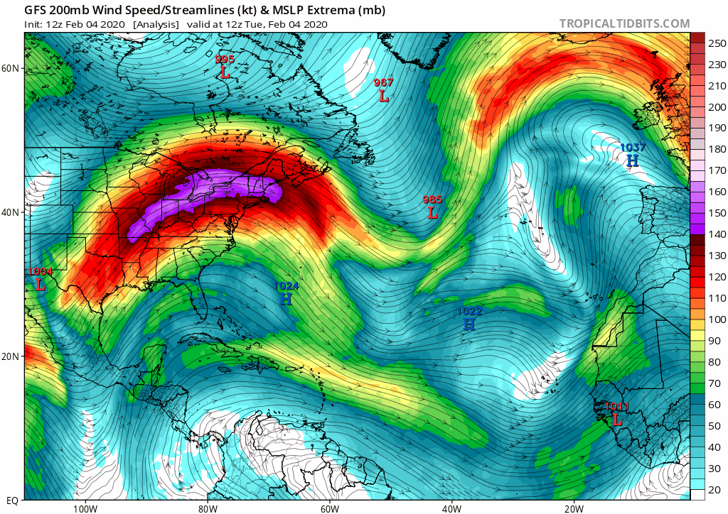 Intensification of the jet stream over the North Atlantic, which will drive vigorous areas of low pressure towards Ireland.