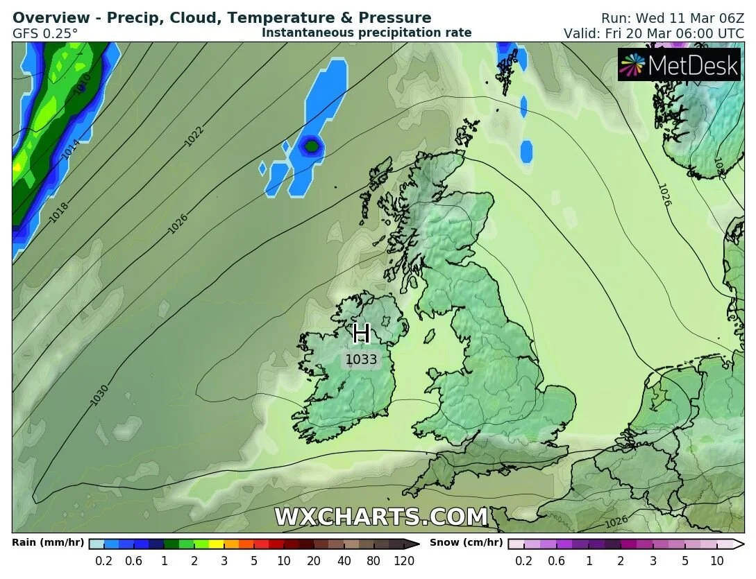 Update - ☀High pressure set to build over Ireland next week with drier weather and sunshine☀
