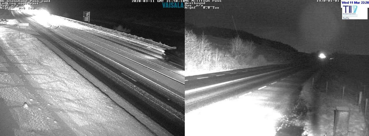 Snowfall on the Barnesmore gap, Donegal &amp; Glenshane pass Derry tonight