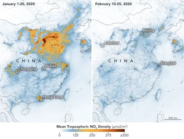 Coronavirus leads to drops in air pollution across the world