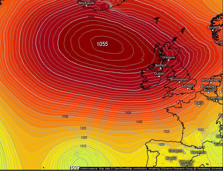 Ireland could beat its record and see the highest area of high pressure ever on Sunday