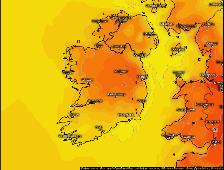 Turning warmer at the end of the week with temperatures as high as 19C
