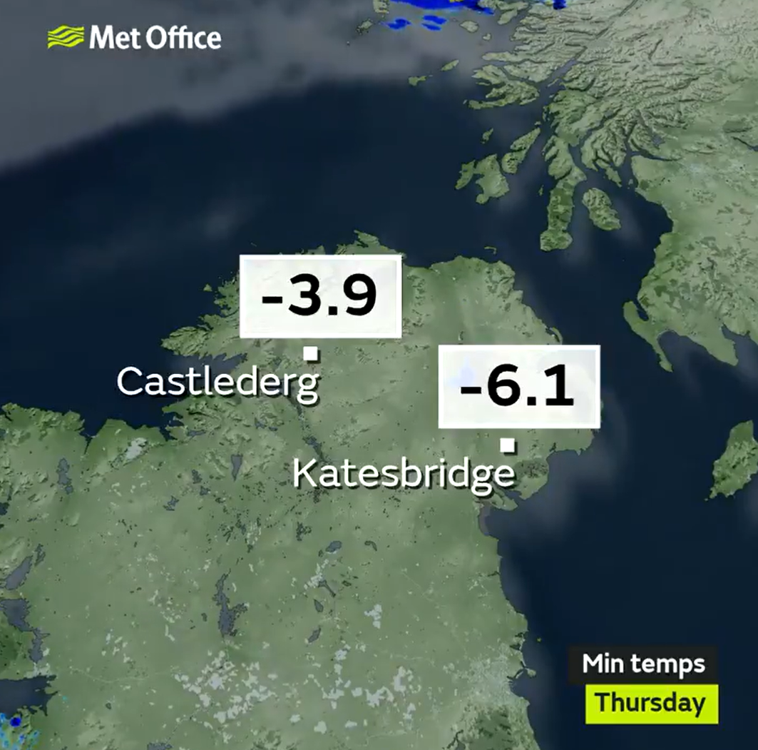 Temperatures overnight fall to -6.1°C with new records set at two weather stations 