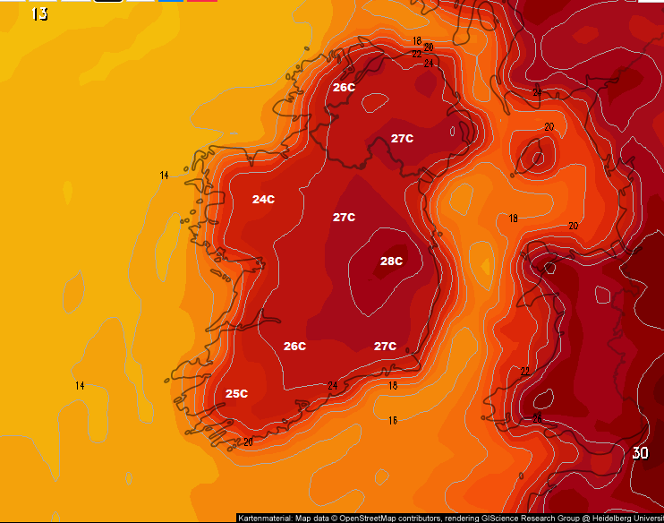 Temperatures set to rise to 28C on Thursday followed by severe Thunderstorms overnight