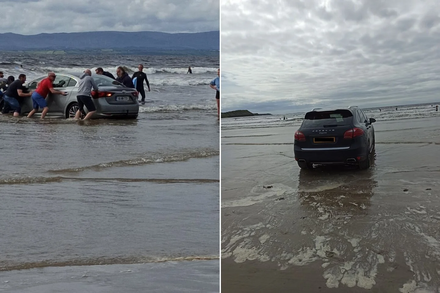 Number of cars stuck again on Rossnowlagh beach, Donegal this afternoon