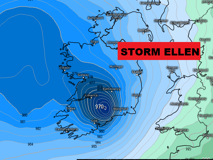 STORM ELLEN - Severe and destructive winds are expected with a red warning issued