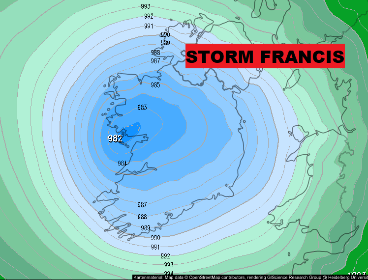 Storm Francis has been named this morning and will bring intense rainfall, flooding &amp; strong winds 