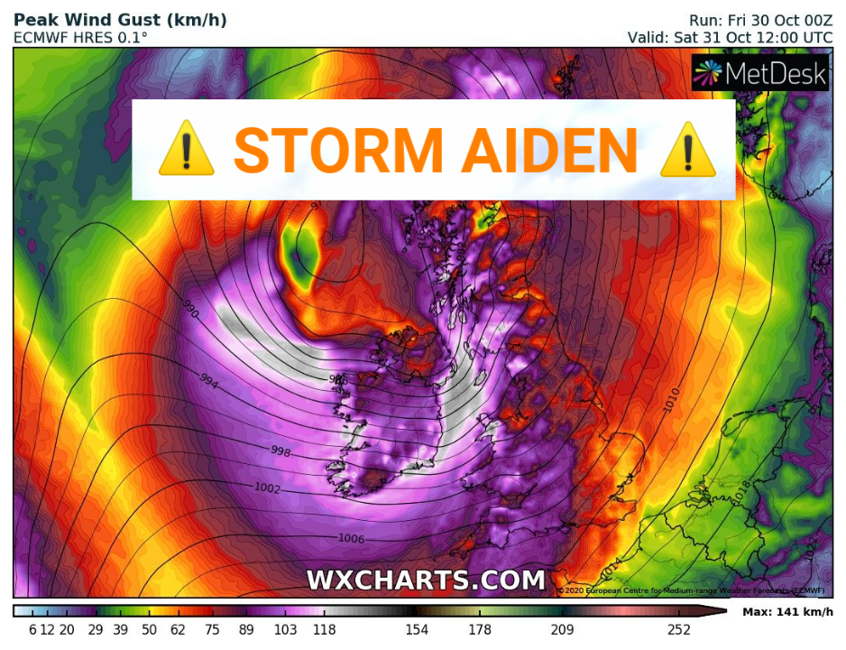 BREAKING NEWS - Met Éireann officially name storm Aiden which will hit Ireland Saturday