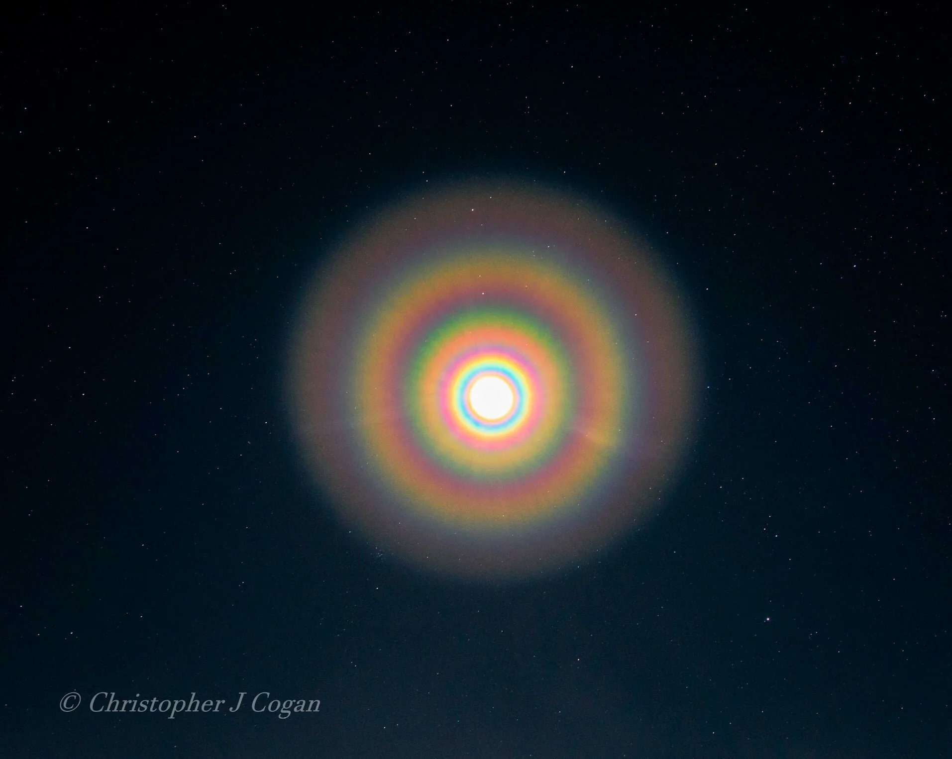 Check out this super vivid corona around the moon last night