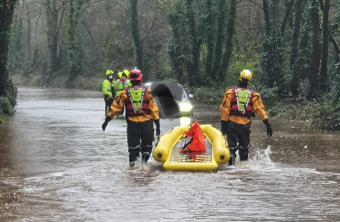 Fire Fighters Rescue Motorist In Cork Flood Water Today