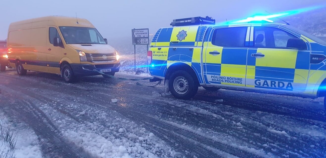 Photo by Wicklow Gardai this evening of snow in Sally’s Gap