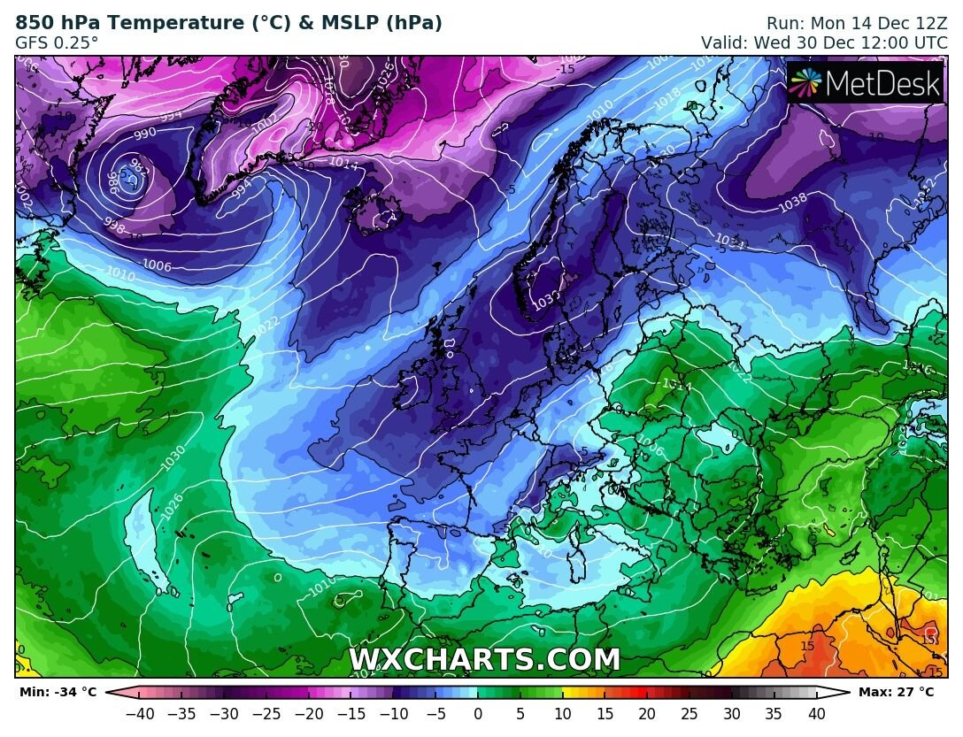 Even colder air for the end of the year but a this range its uncertain