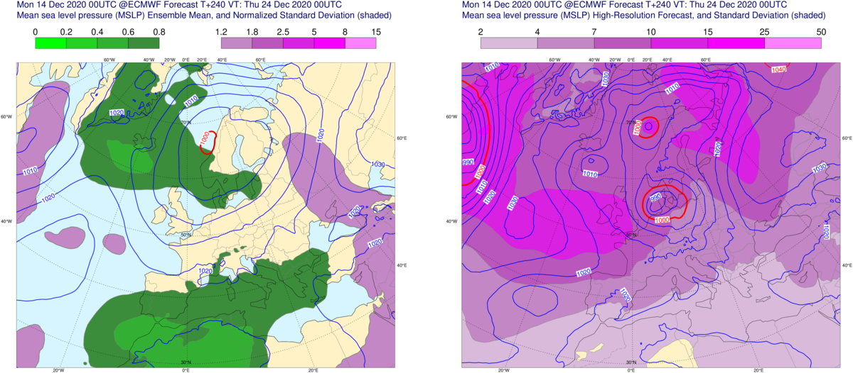 high pressure to the northeast and west bringing in a much colder northerly airflow Christmas eve