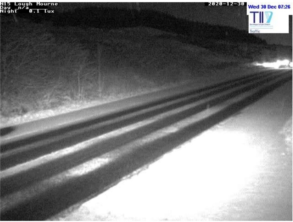 Heavy snowfall hits Barnesmore Gap, Donegal this morning and other parts of the northwest giving icy conditions