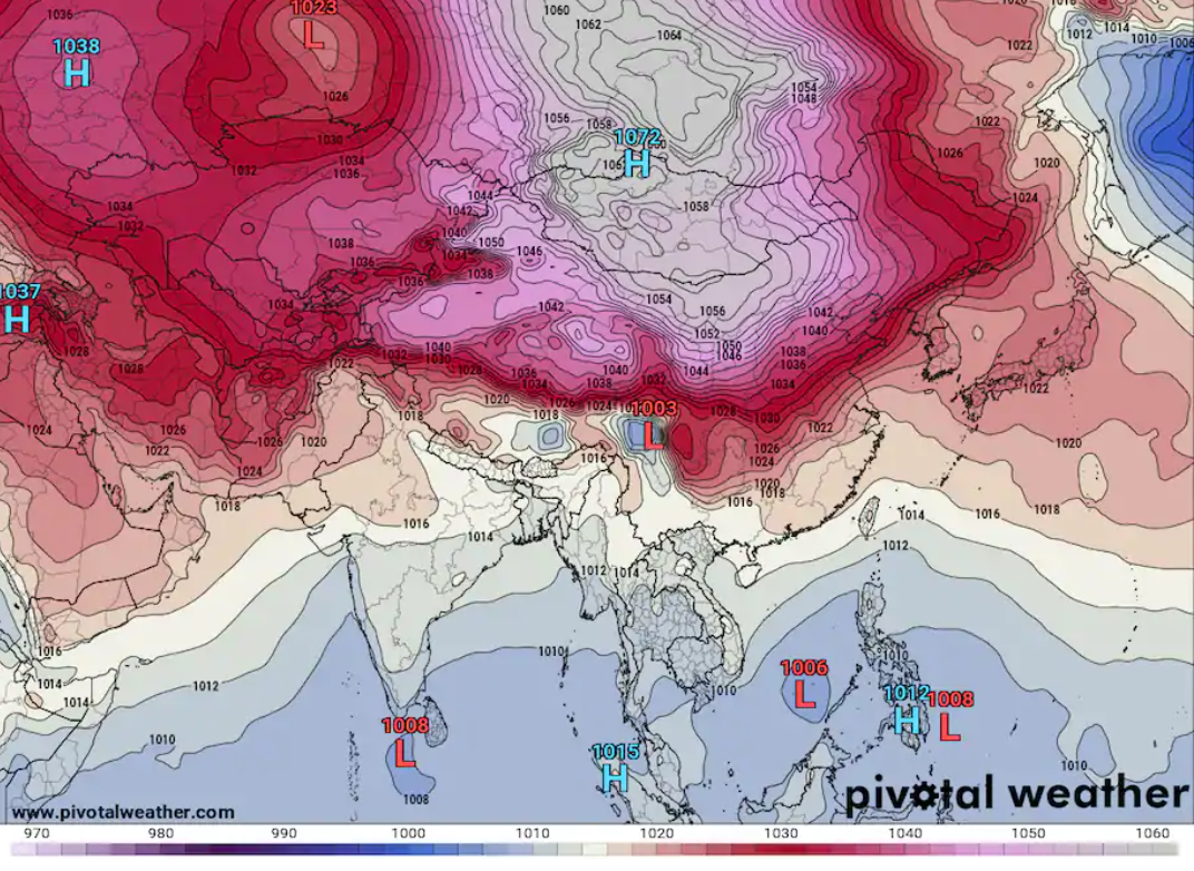 A brutal air mass in Mongolia may have just crushed a world record for surface air pressure