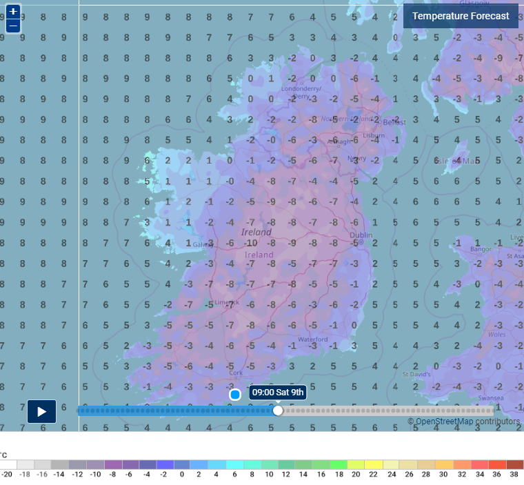 Friday night and Saturday morning looks set to be the coldest winter night in years with lows of -10C