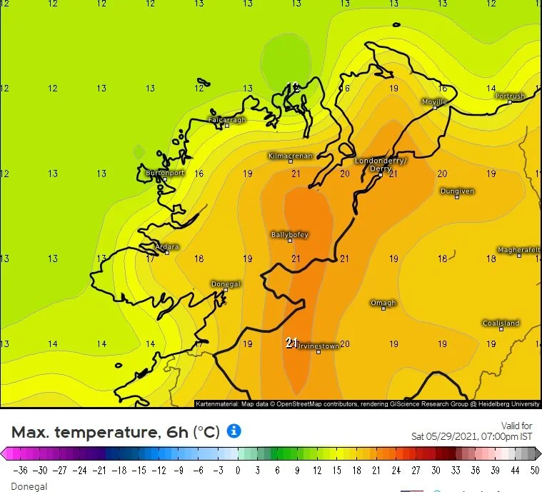 High pressure to build next week across Donegal to give drier and warmer weather