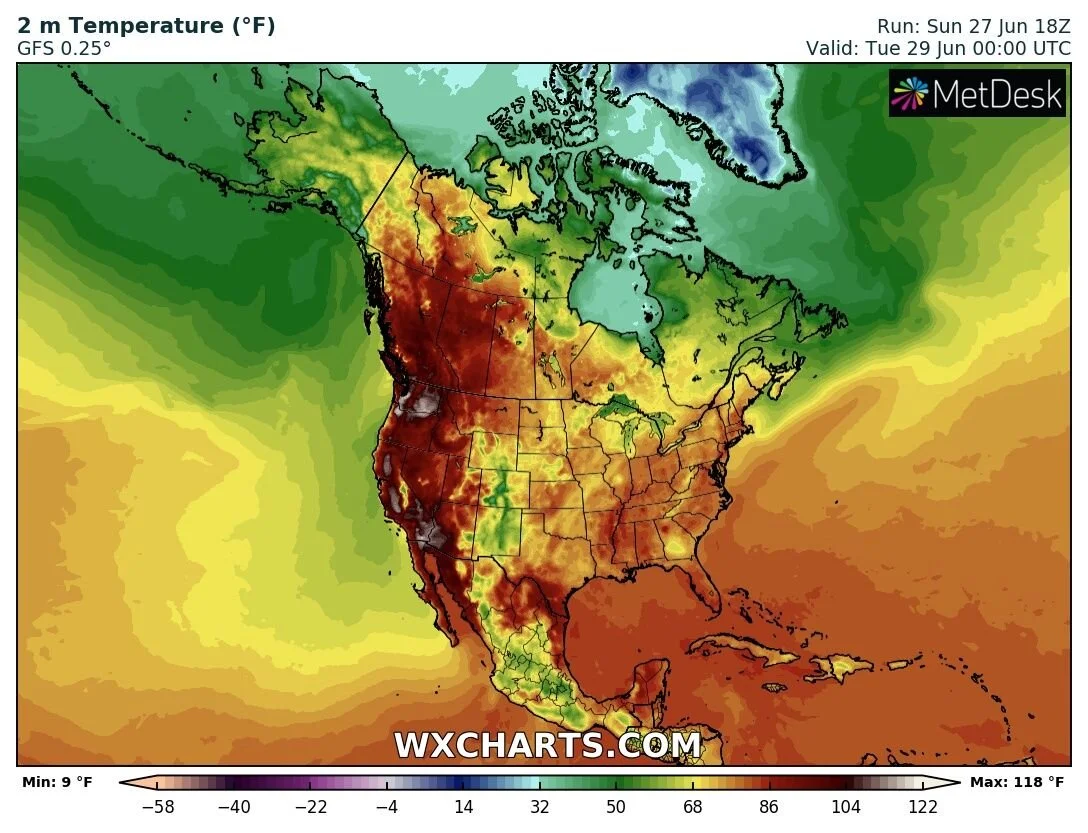 Record Breaking temperatures expected across the western USA &amp; Canada as heatwave hits