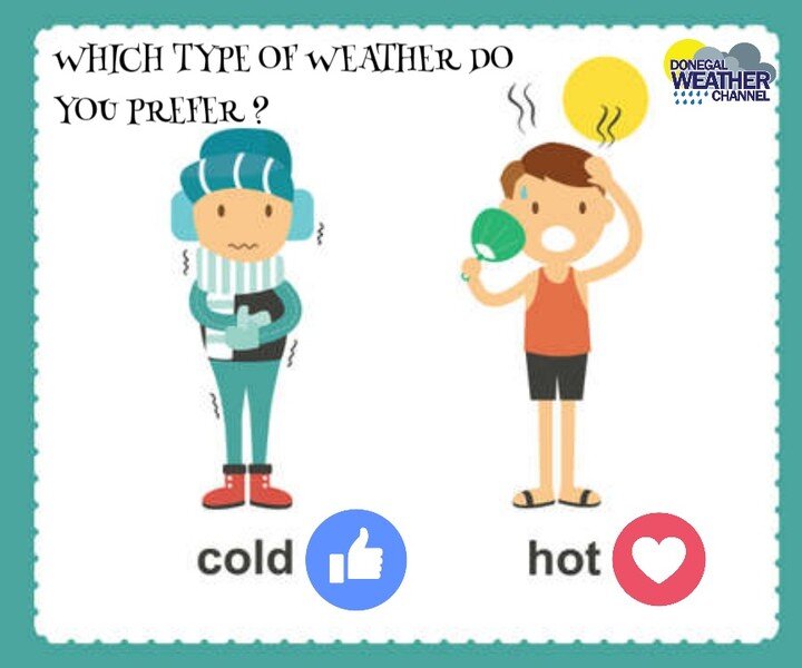 Which type of weather to you Prefer

👍-Cold
&hearts; - Hot