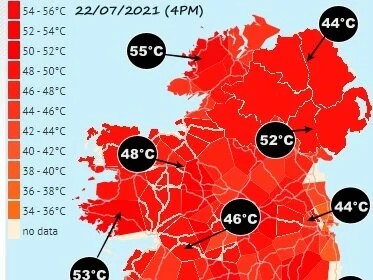 Road surface temperatures rise to 55C as tar boils on Irish roads 