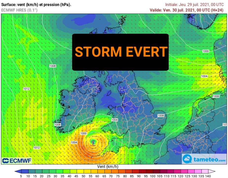 Storm Evert to effect the south of Ireland and England tonight but turning drier this weekend