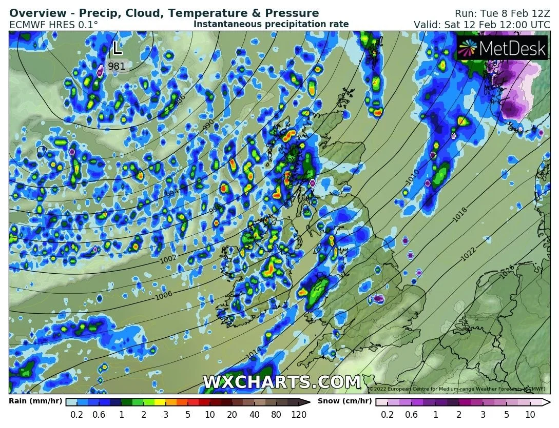 Some heavy outbreaks of rain on Saturday