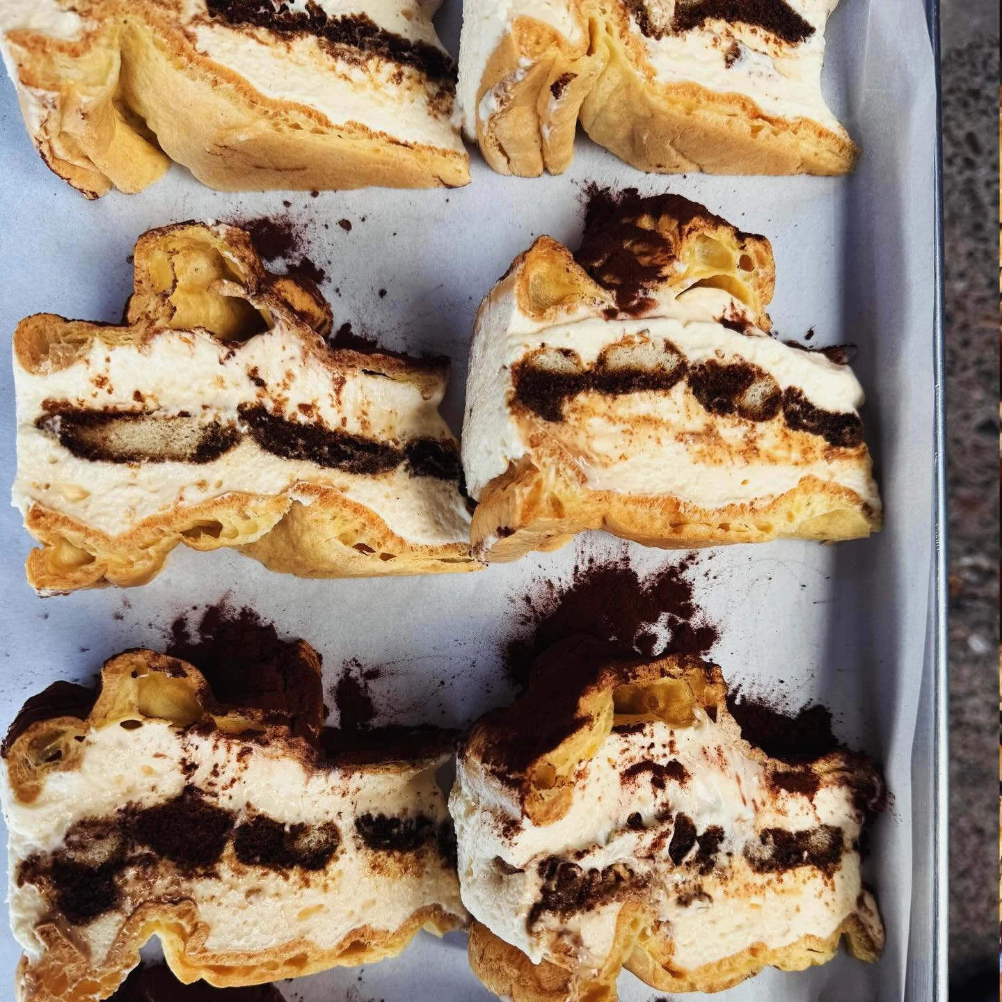 Welcome back photo slides 📸

This week&rsquo;s specials!

1. Tiramisu Karpatka
Karpatka is a Polish cake, and basically a cake form of an eclair. 
This week we&rsquo;ve combined it with tiramisu - chocolate lined Choux discs, mascarpone, espresso so