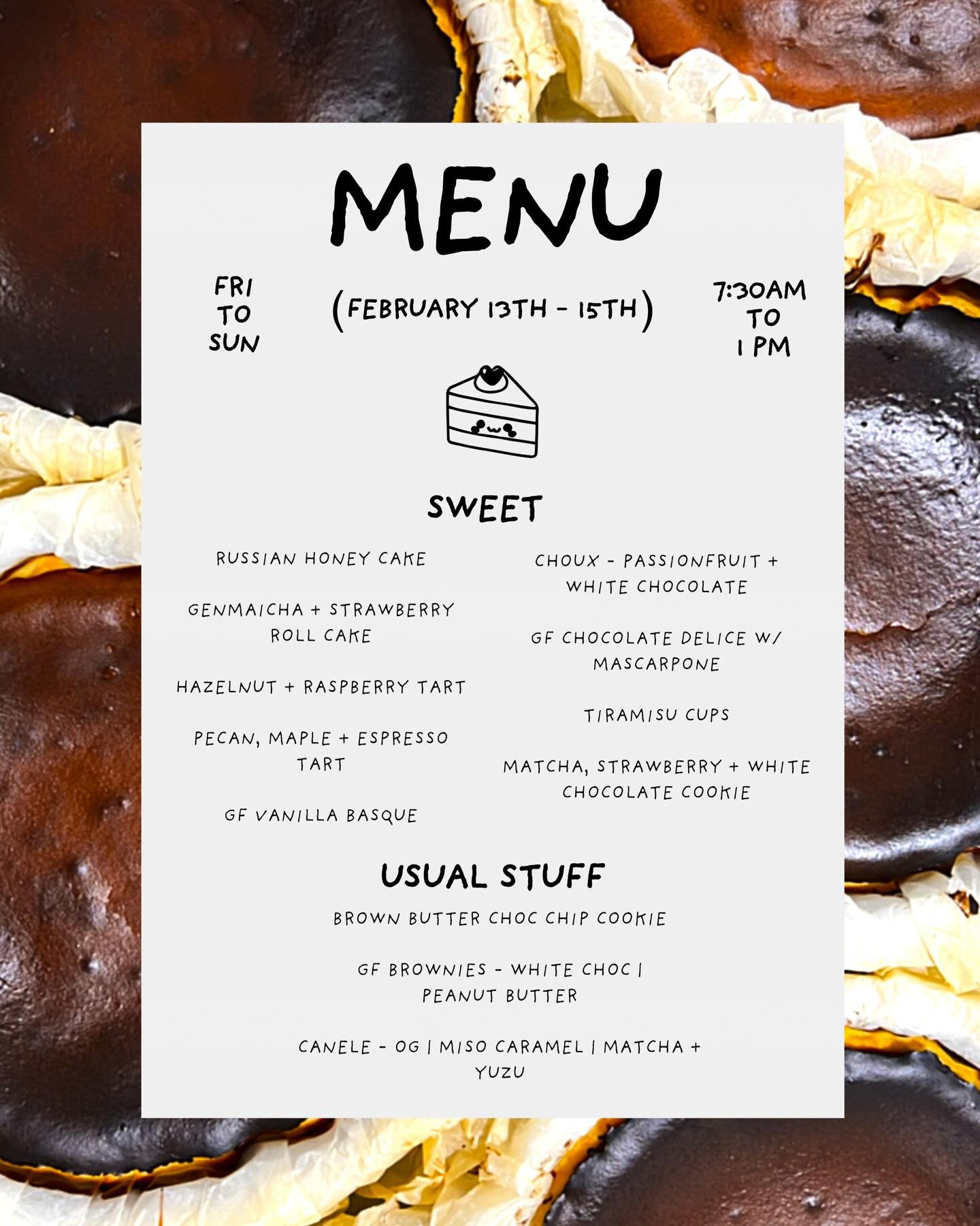 Menu drop for this week February 13th - 15th a day early ✌🏼

Photo slides for my ocular fiends tomorrow 📸