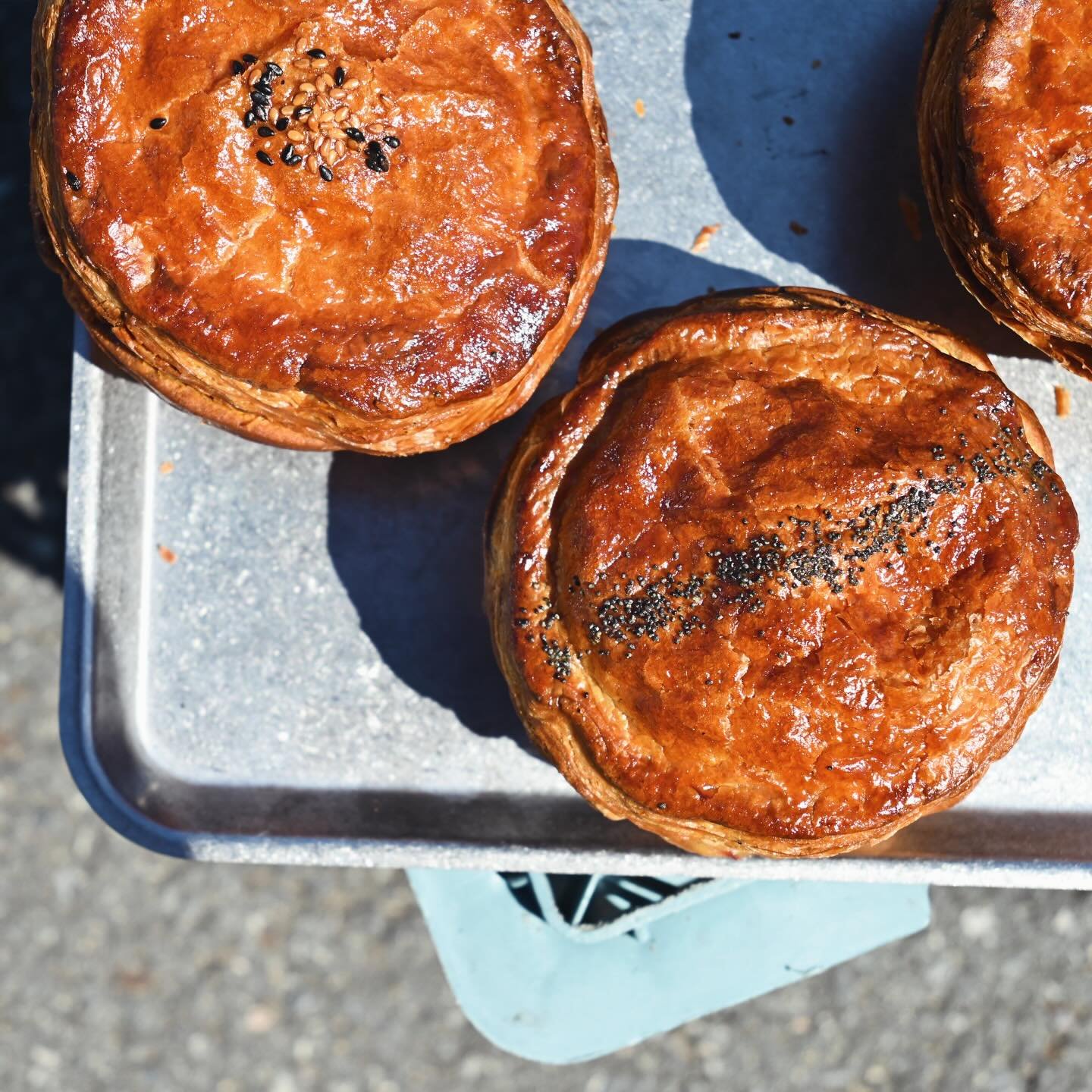 February 13th - 15th highlights

1. Pies - see previous post for full menu

2. Russian Honey Cake by the slice w/ a cute bow for a cute day

3. Hot salami toastie w/ vodka dipping sauce.
House focaccia, pizza sauce (Sardinian tomatoes, confit garlic,