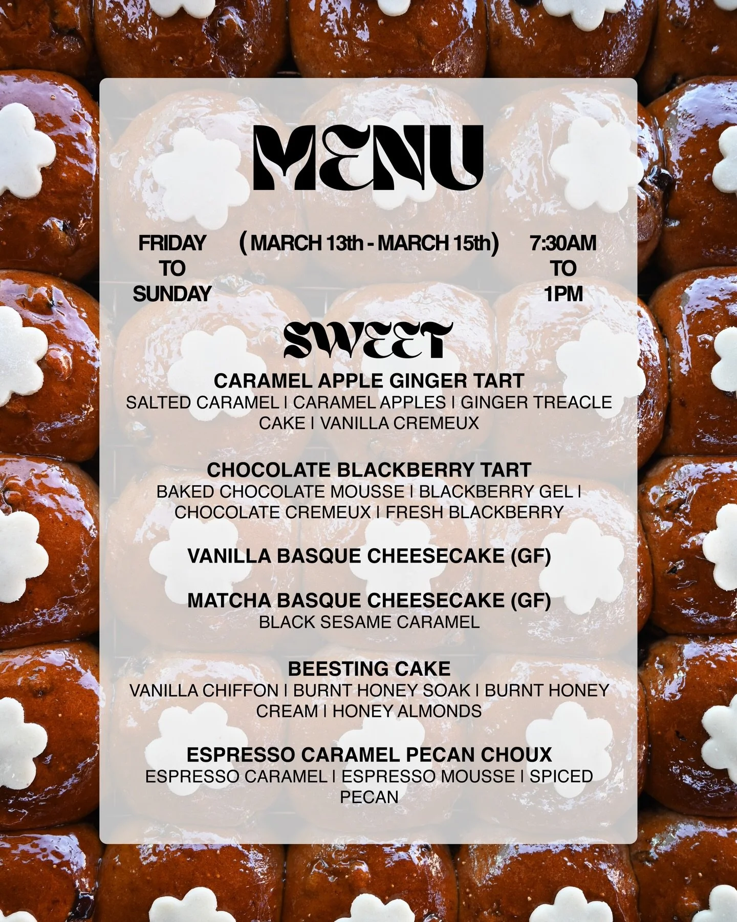 March 13th - 15th full menu 🫶