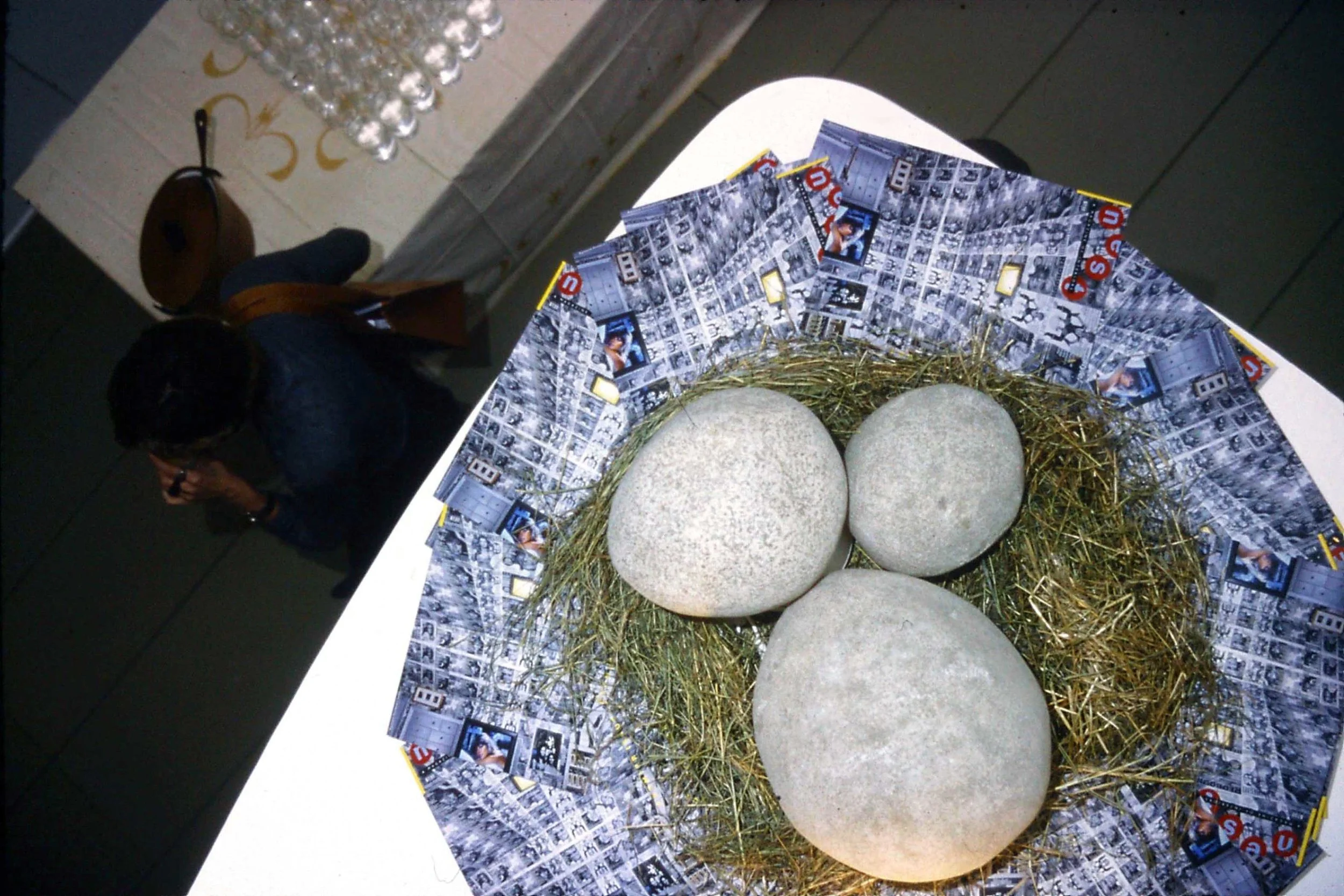 Nest magazines with 1960s 'egg' lamps