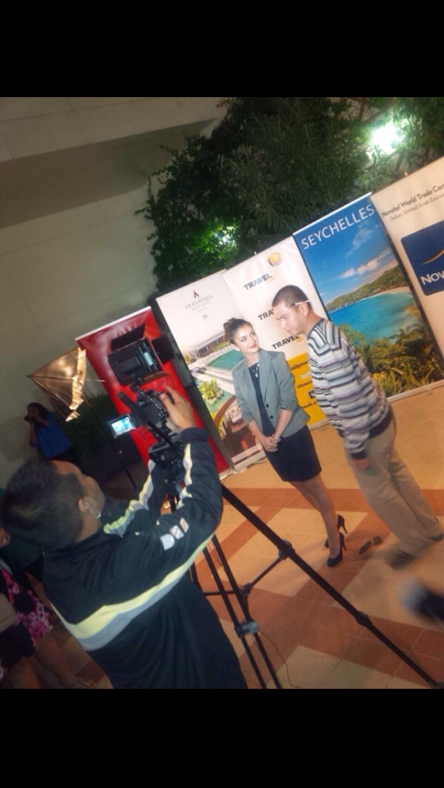 Being Interviewed for Seychelles Tourism Middle East Event