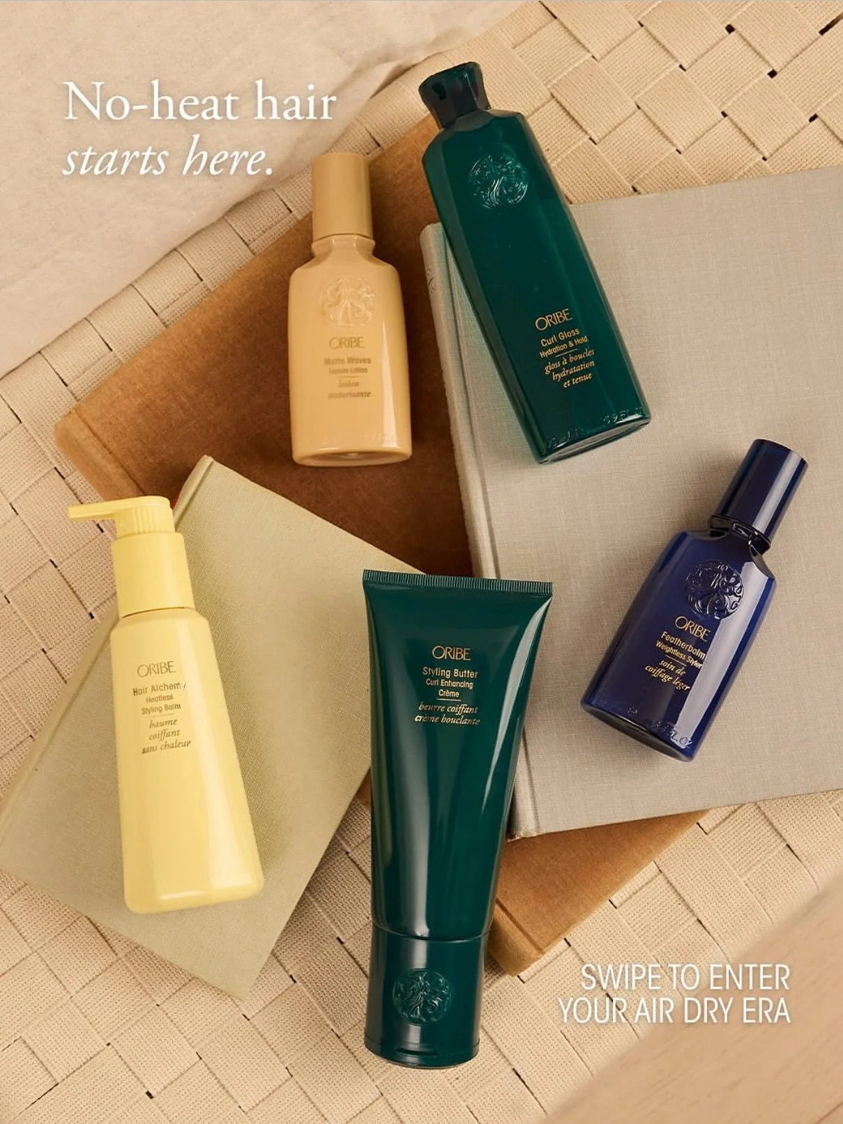 Give your locks a luxurious break from heat with @oribe&rsquo;s collection of air-dry leave in products! 

Styling Butter - curl enhancing cream
▪️defines curls with a medium hold while hydrating and controlling frizz 

Hair alchemy - heatless stylin