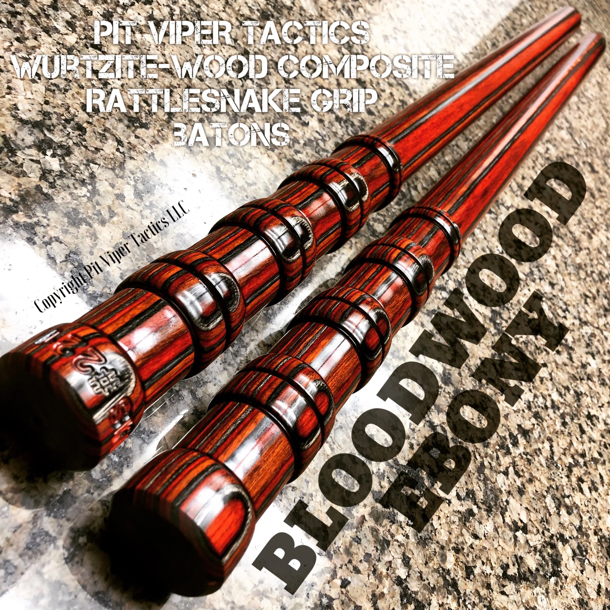 BLOODWOOD EBONY "WURTZITE-WOOD" Composite Batons