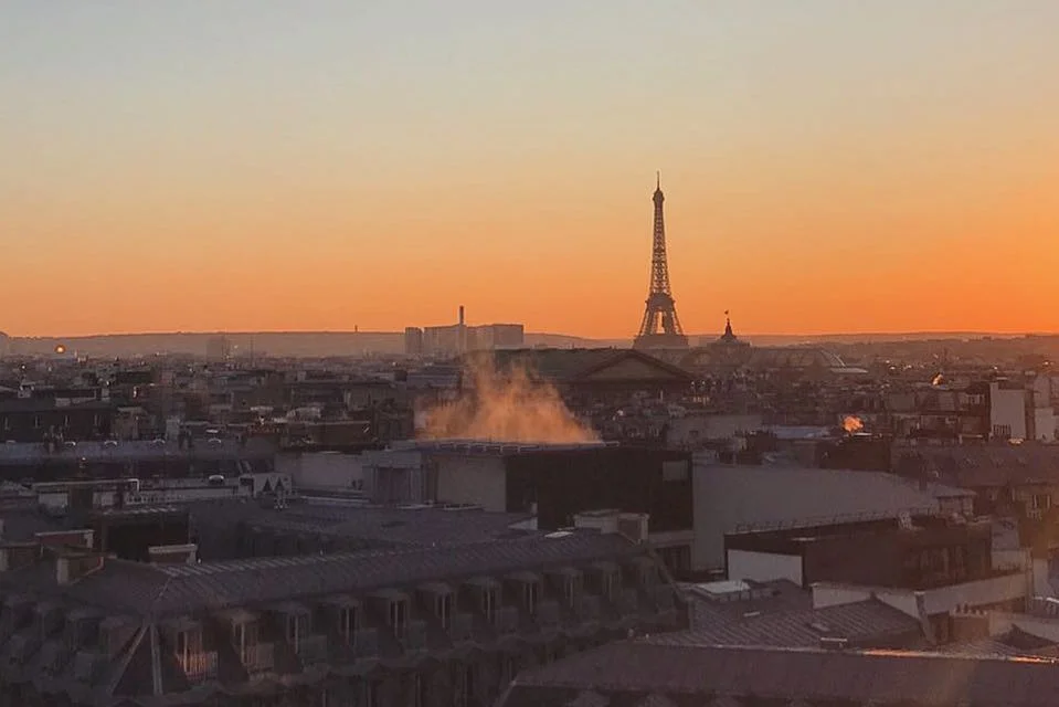 Sunset in Paris from Galeries Lafayette rooftop