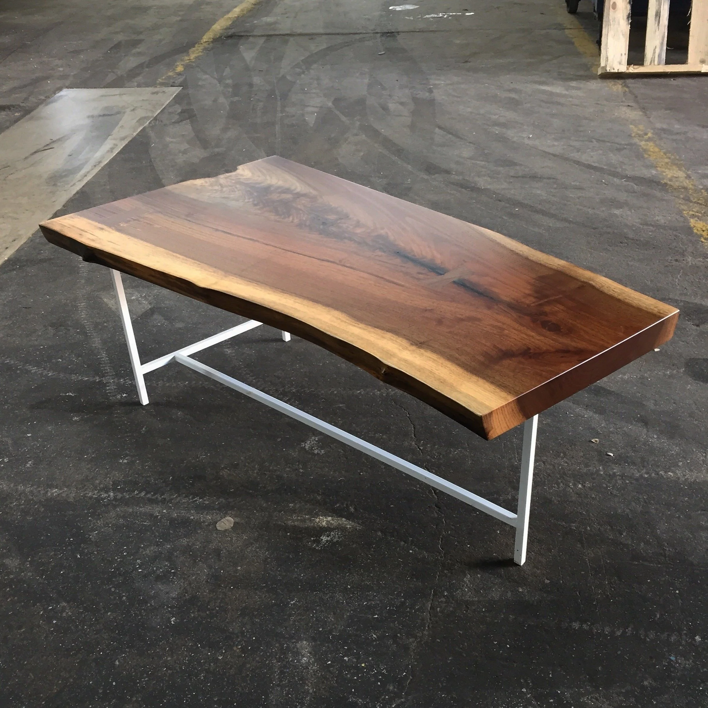 walnut slab coffee table