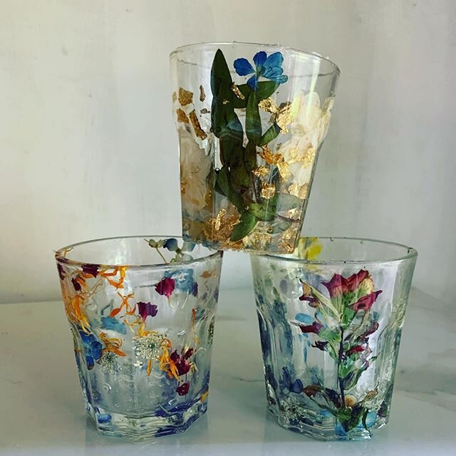 The juice glass, our newest addition to the family! I finally remembered to add gold to the mix of the most recent one. These, much like the wine glass, involves a handful of clean up. But I sure do enjoy seeing the final product. Most of these glass