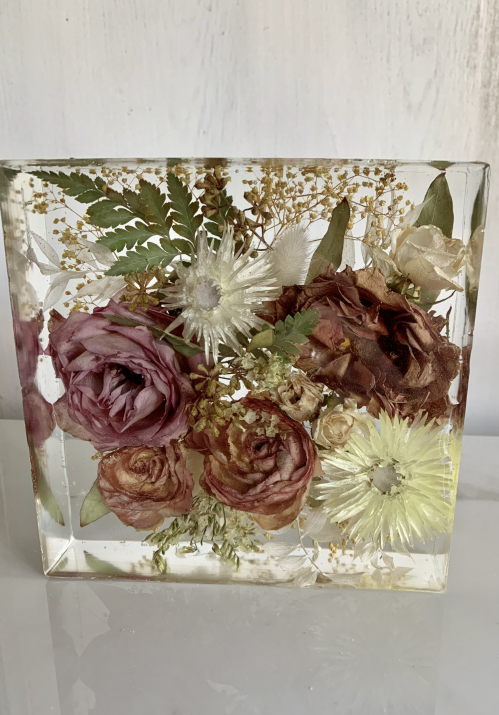 Dried Flower Resin Block / Hexagon — Glasshouse Collection- Preserved  Flower and Resin Art