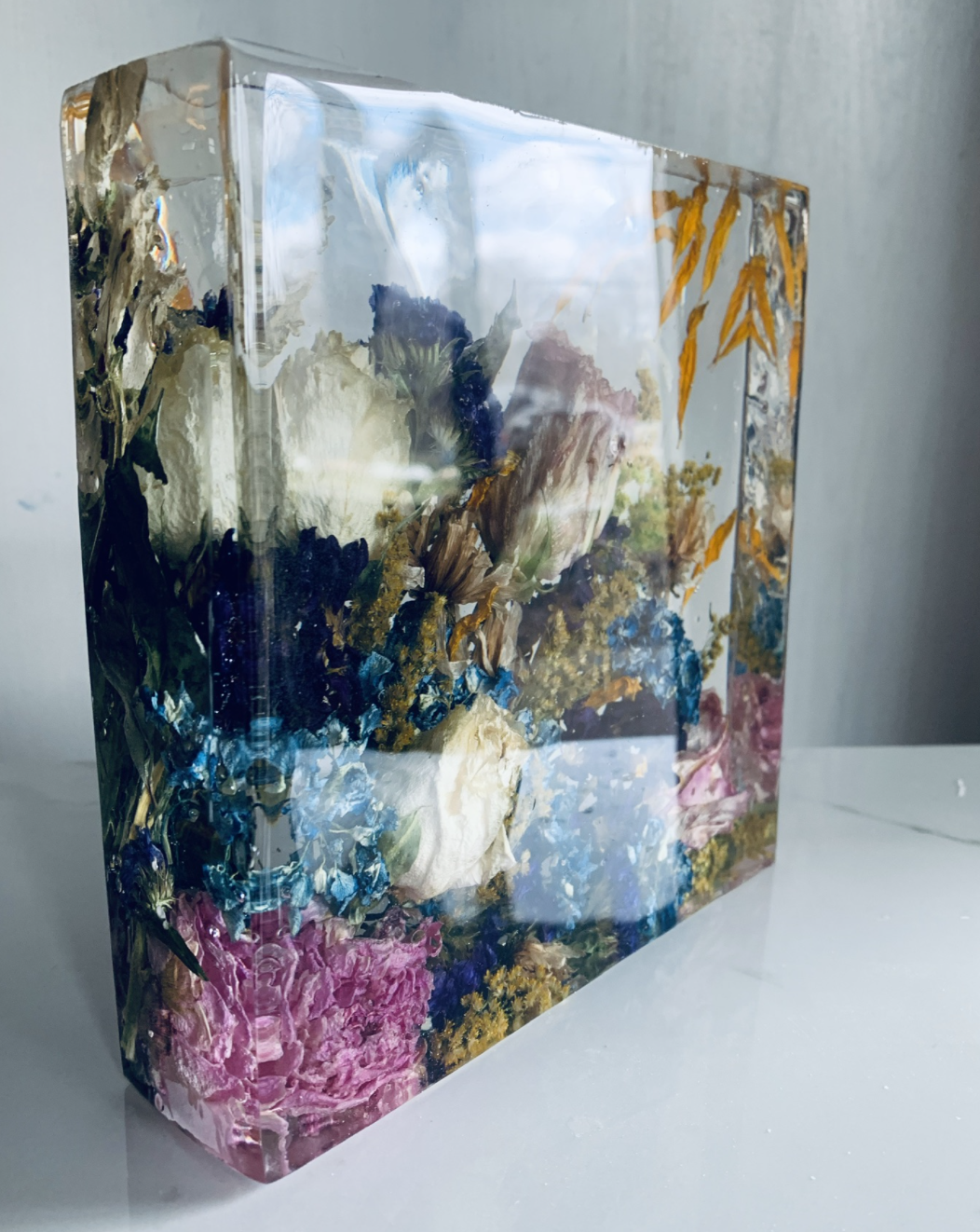 Dried Flower Resin Block / Hexagon — Glasshouse Collection- Preserved Flower  and Resin Art