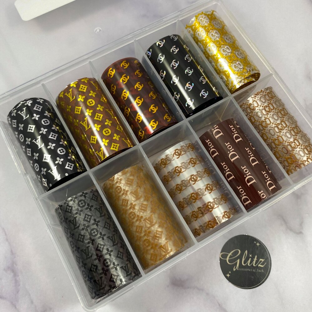 Designer Logo Nail Art Transfer Foil Set