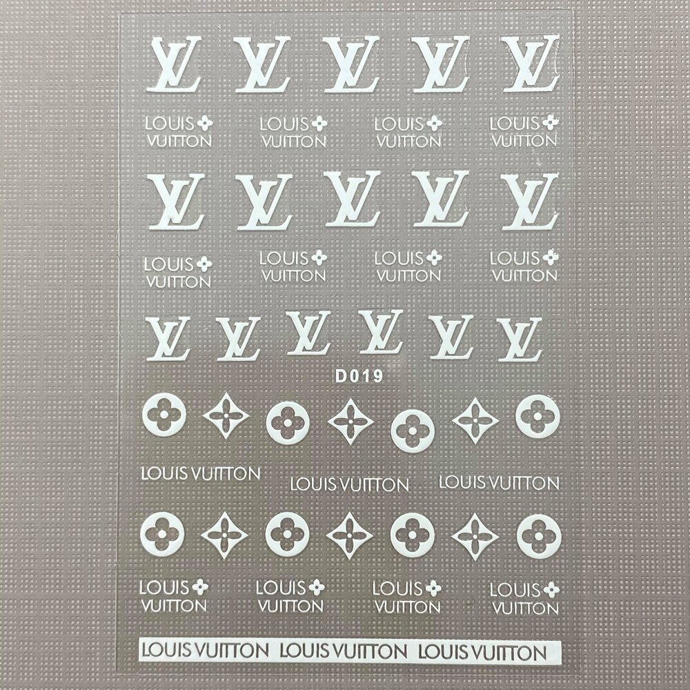Louis Vuitton monogram black and silver nail art
