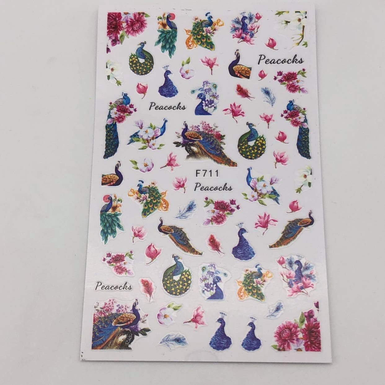 Peacock Pattern Print Nail Art Stickers (1 Sheet) | The Peacock Strut